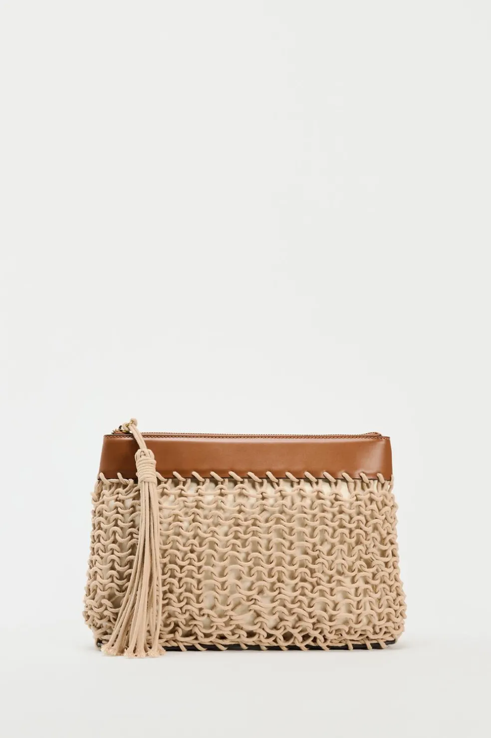 ZARA Malas^CLUTCH ENTRANÇADA CORDAS Torrado-escuro