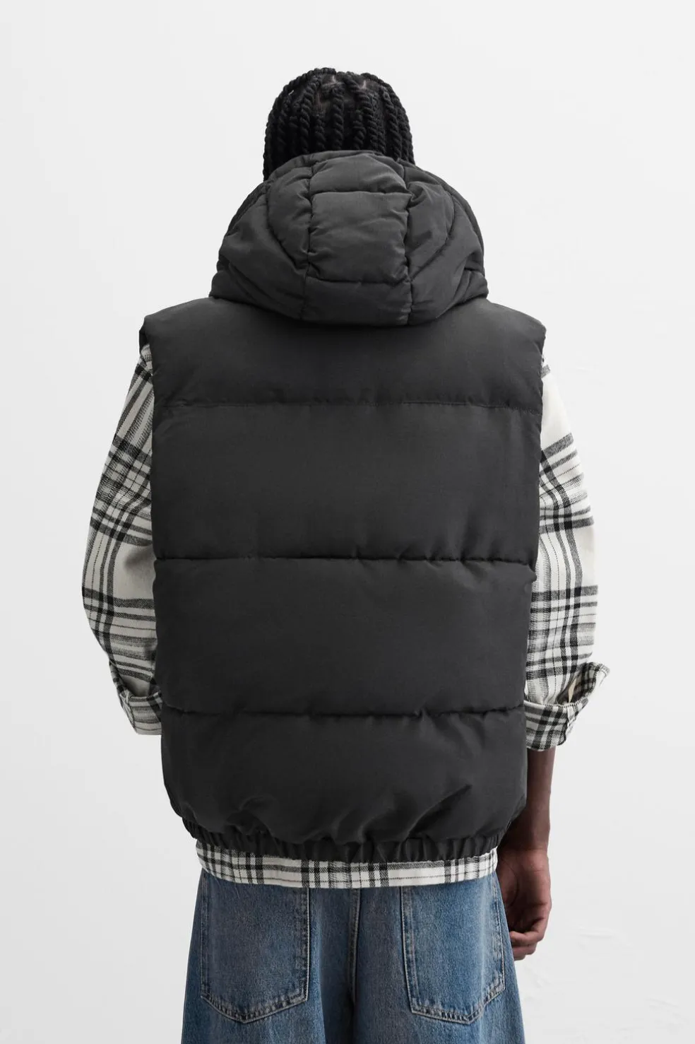 ZARA Blusões|Casacos De Pluma^COLETE ACOLCHOADO CAPUZ Preto