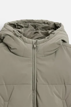 ZARA Blusões|Coletes^COLETE ACOLCHOADO EFEITO DE CAUCHO COM CAPUZ Verde