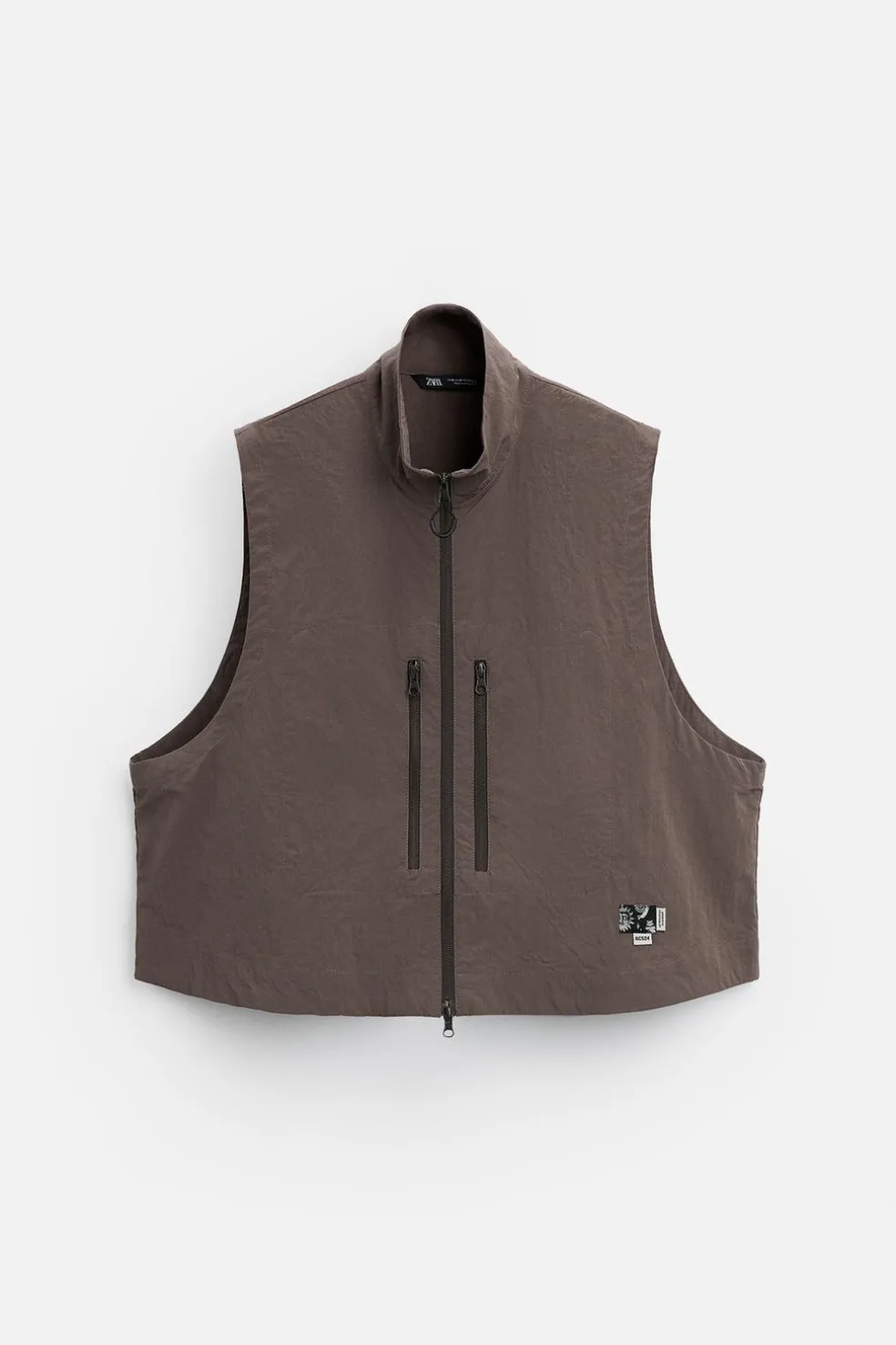 ZARA Blusões|Coletes^COLETE BOXY FIT X ALL CAPS STUDIO Ocre