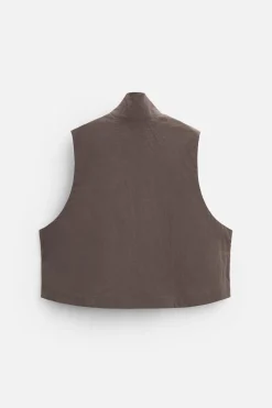 ZARA Blusões|Coletes^COLETE BOXY FIT X ALL CAPS STUDIO Ocre