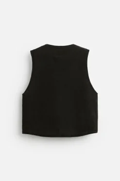 ZARA Blusões|Coletes^COLETE DE GANGA COM BOLSOS Castanho-escuro