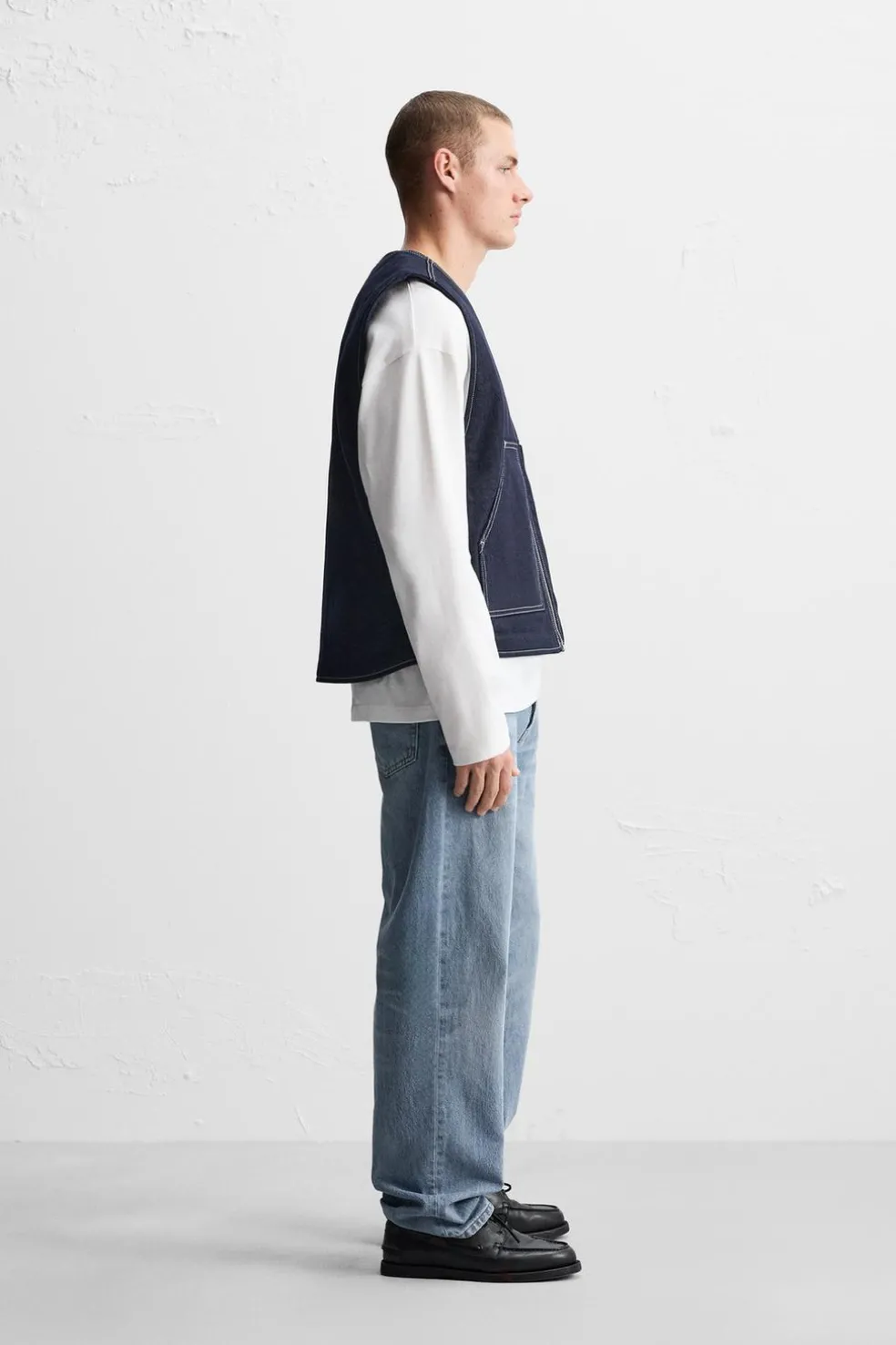 ZARA Blusões|Coletes^COLETE DENIM COM COSTURAS Azul
