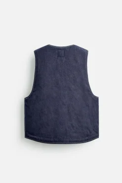 ZARA Blusões|Coletes^COLETE DENIM COM COSTURAS Azul