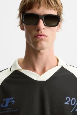 ZARA T-Shirts|Polos^COLOUR BLOCK POLO T-SHIRT WITH SLOGANS Preto