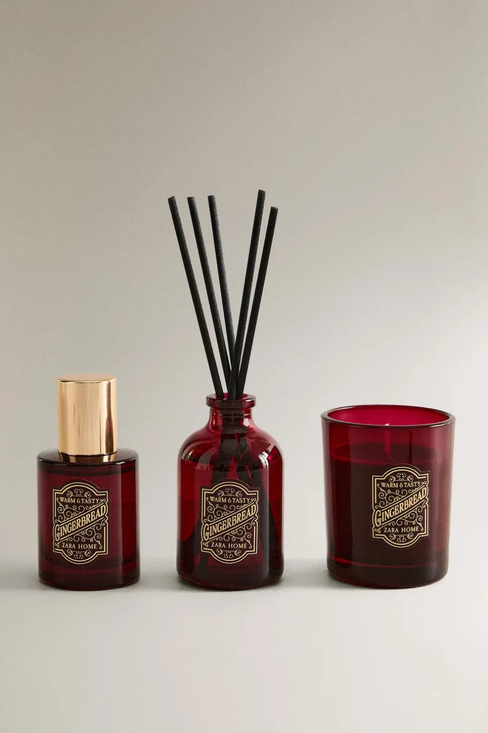 ZARA Fragrâncias Para Casa|Fragrâncias Para Casa^CONJUNTO DE PRESENTE GINGERBREAD (CONJUNTO DE 3) Vermelho