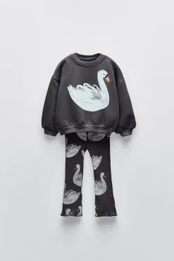 CONJUNTO DE SWEATSHIRT E LEGGINGS FLARE CISNES-ZARA New