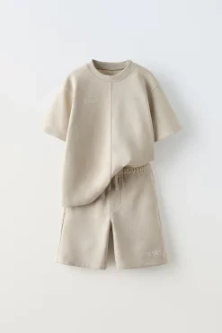 CONJUNTO DE T-SHIRT E CALÇÕES BERMUDA INTERLOCK-ZARA Hot