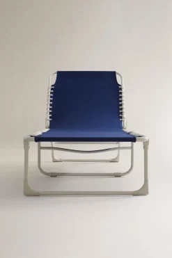ZARA Móveis|Móveis^ESPREGUIÇADEIRA EXTERIOR DOBRÁVEL LONA Cru / Azul-marinho