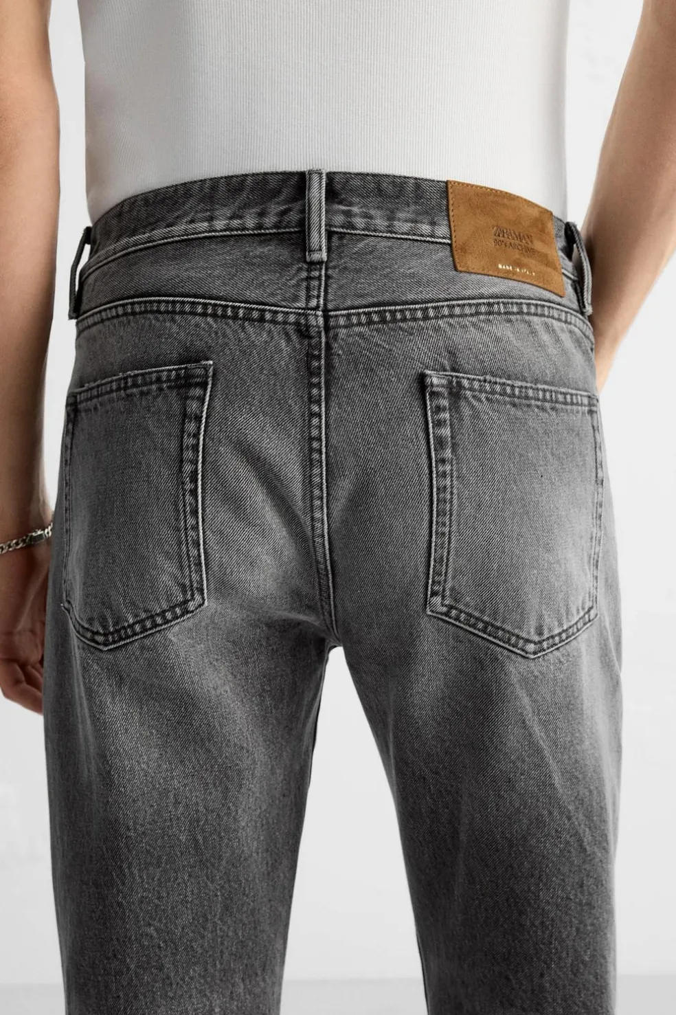 ZARA Calças De Ganga^JEANS ANKLE STRAIGHT FIT Carvão