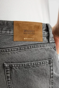 ZARA Calças De Ganga^JEANS ANKLE STRAIGHT FIT Carvão