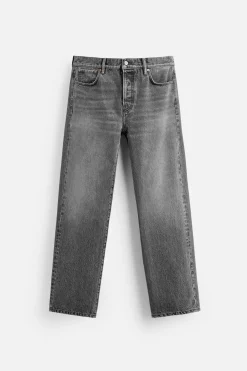ZARA Calças De Ganga^JEANS ANKLE STRAIGHT FIT Carvão