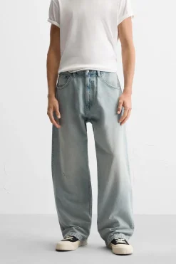 ZARA Calças De Ganga^JEANS BAGGY FIT Azul-claro