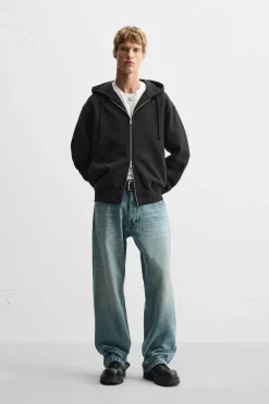 ZARA Calças De Ganga^JEANS BAGGY FIT Azul-médio