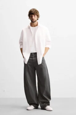 ZARA Calças De Ganga^JEANS BALOON FIT Cinzento