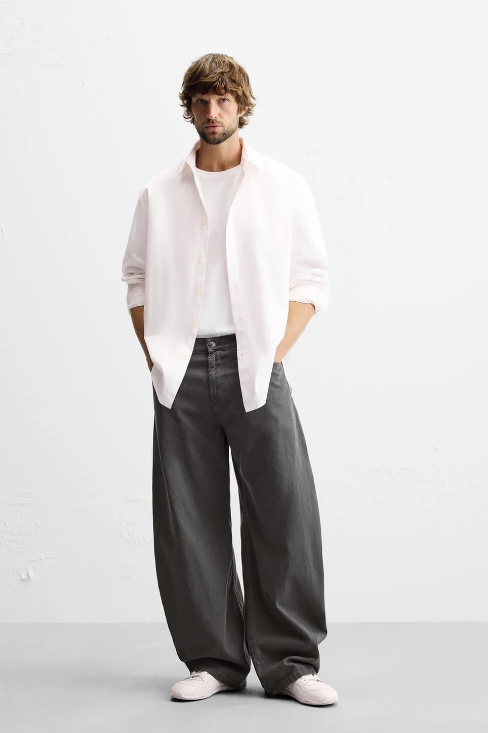 ZARA Calças De Ganga^JEANS BALOON FIT Cinzento