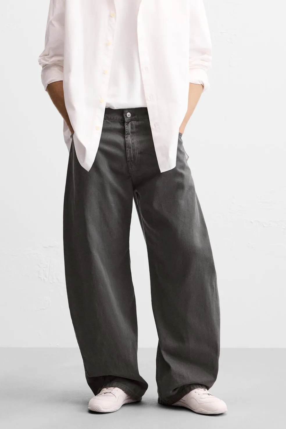 ZARA Calças De Ganga^JEANS BALOON FIT Cinzento