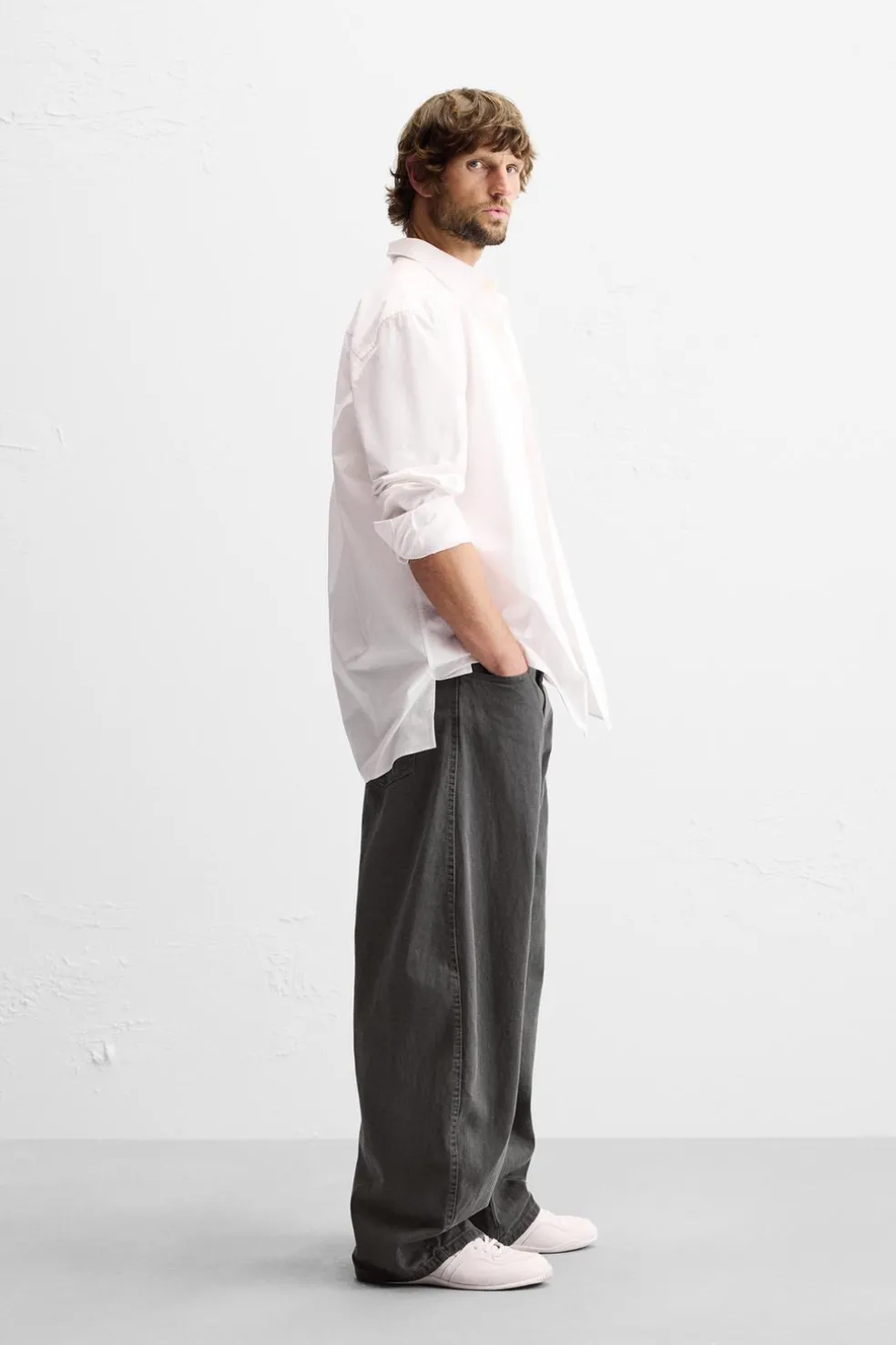 ZARA Calças De Ganga^JEANS BALOON FIT Cinzento