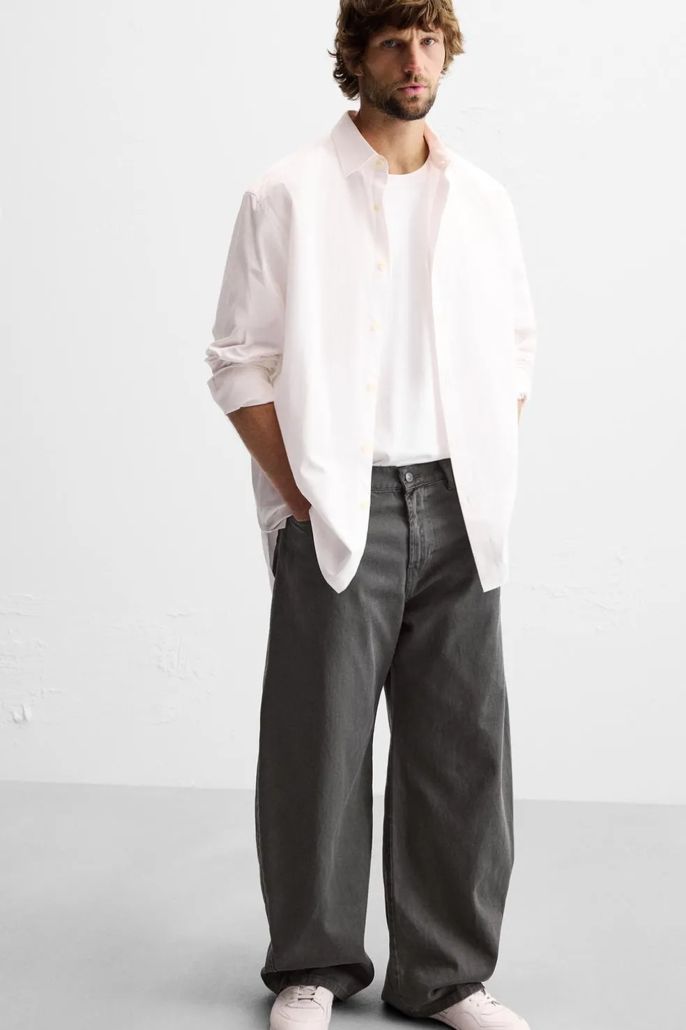 ZARA Calças De Ganga^JEANS BALOON FIT Cinzento
