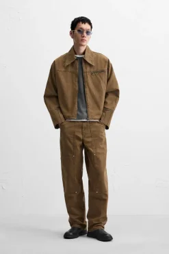 ZARA Calças|Calças De Ganga^JEANS BOLSO CARPINTEIRO Castanho