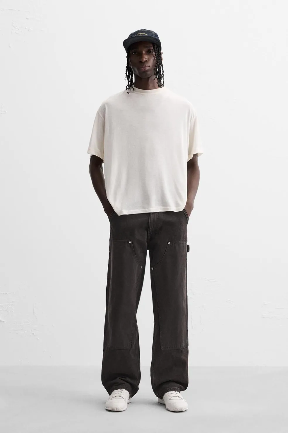 ZARA Calças De Ganga^JEANS CARPINTARIA COM BOLSOS Castanho-escuro