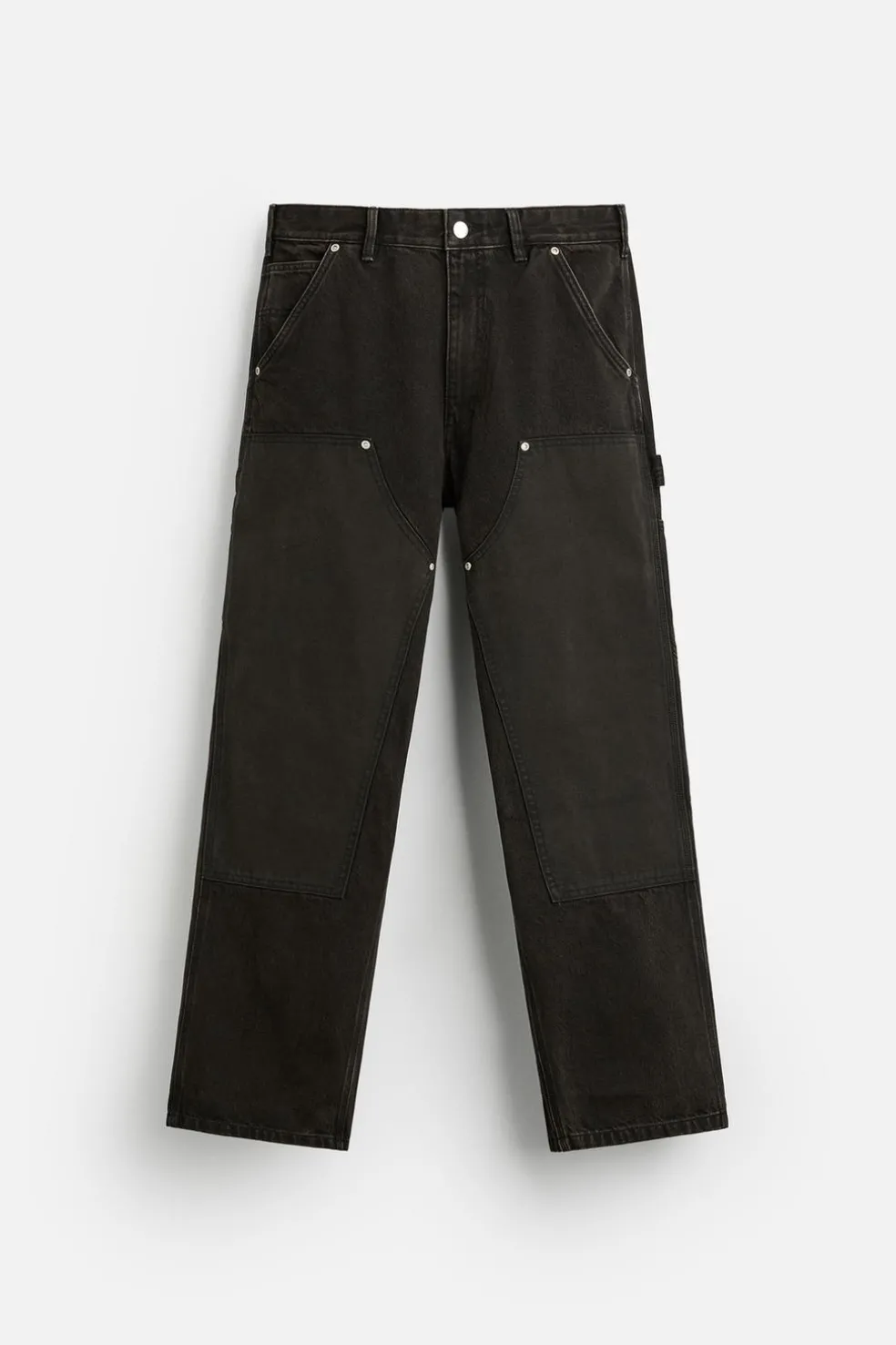 ZARA Calças De Ganga^JEANS CARPINTARIA COM BOLSOS Castanho-escuro