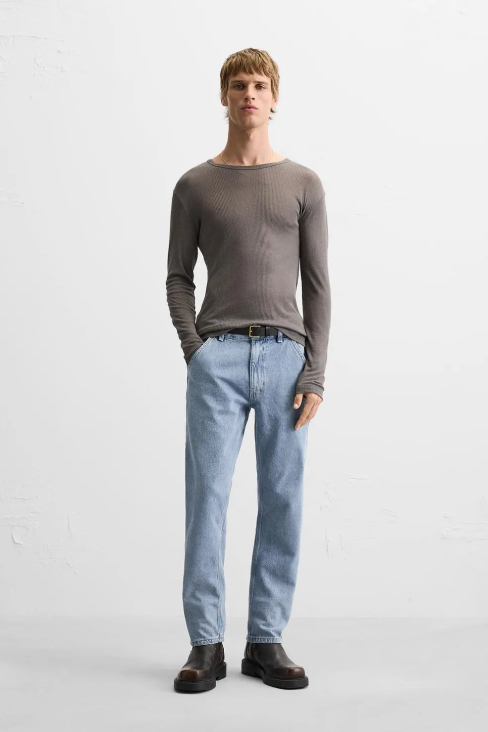 ZARA Calças De Ganga^JEANS COM BOLSO DE CARPINTEIRO Azul