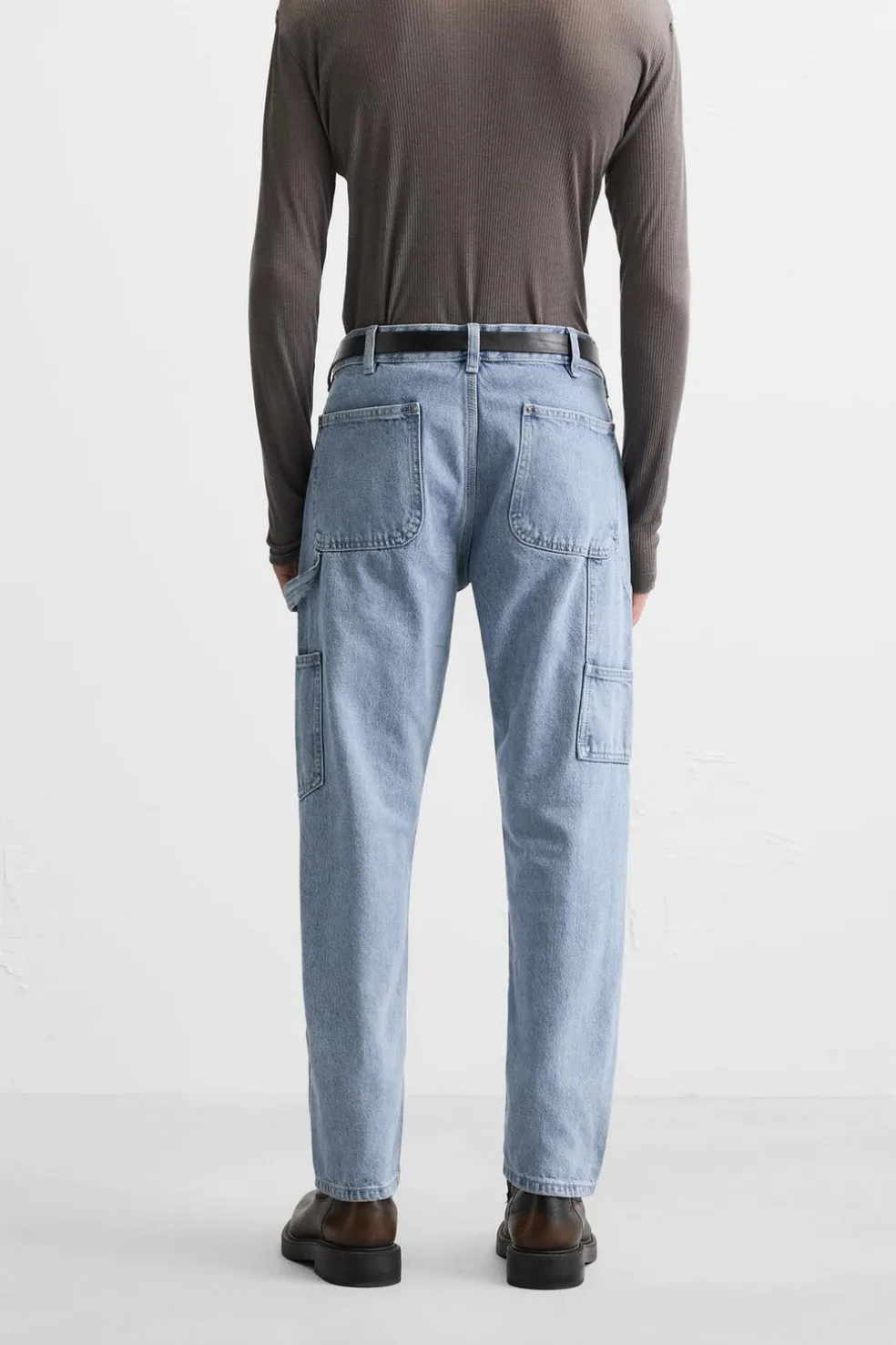 ZARA Calças De Ganga^JEANS COM BOLSO DE CARPINTEIRO Azul