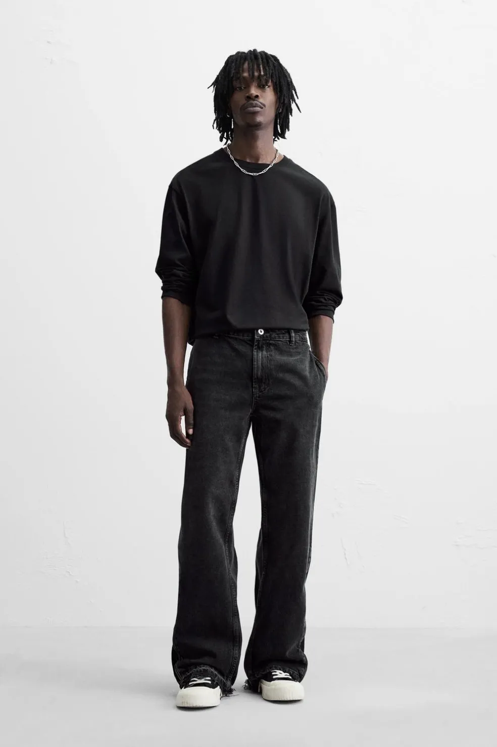 ZARA Calças De Ganga^JEANS FLARE FIT COM FECHOS ÉCLAIR Carvão
