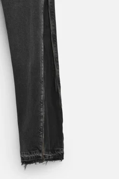 ZARA Calças De Ganga^JEANS FLARE FIT COM FECHOS ÉCLAIR Carvão