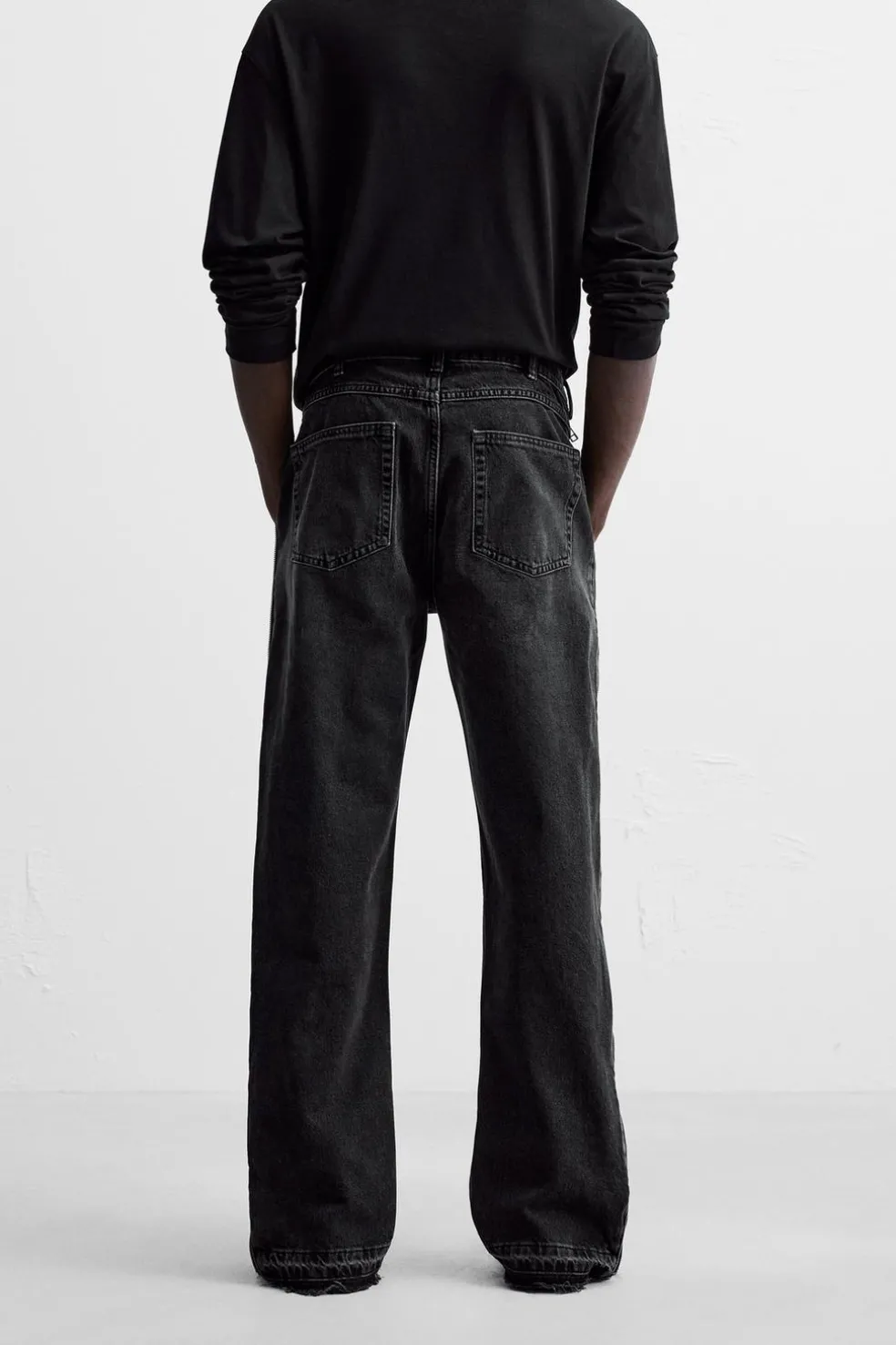 ZARA Calças De Ganga^JEANS FLARE FIT COM FECHOS ÉCLAIR Carvão