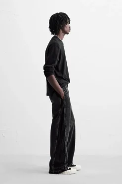 ZARA Calças De Ganga^JEANS FLARE FIT COM FECHOS ÉCLAIR Carvão