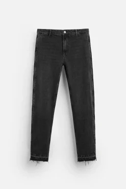 ZARA Calças De Ganga^JEANS FLARE FIT COM FECHOS ÉCLAIR Carvão