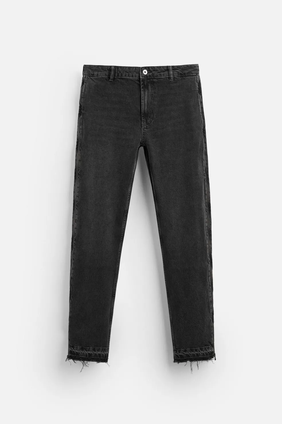 ZARA Calças De Ganga^JEANS FLARE FIT COM FECHOS ÉCLAIR Carvão