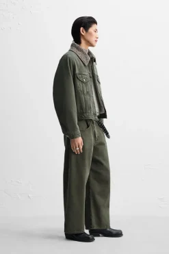 ZARA Calças De Ganga^JEANS PERNA LARGA X NANUSHKA Caqui-escuro