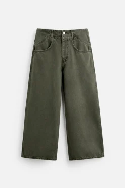 ZARA Calças De Ganga^JEANS PERNA LARGA X NANUSHKA Caqui-escuro