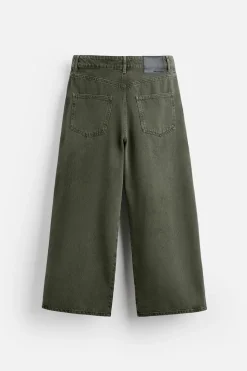 ZARA Calças De Ganga^JEANS PERNA LARGA X NANUSHKA Caqui-escuro