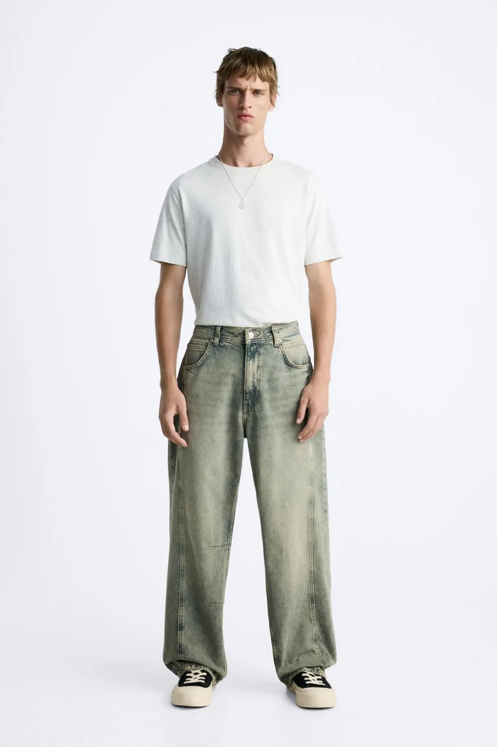 ZARA Calças De Ganga^JEANS RELAX FIT COSTURAS Azul