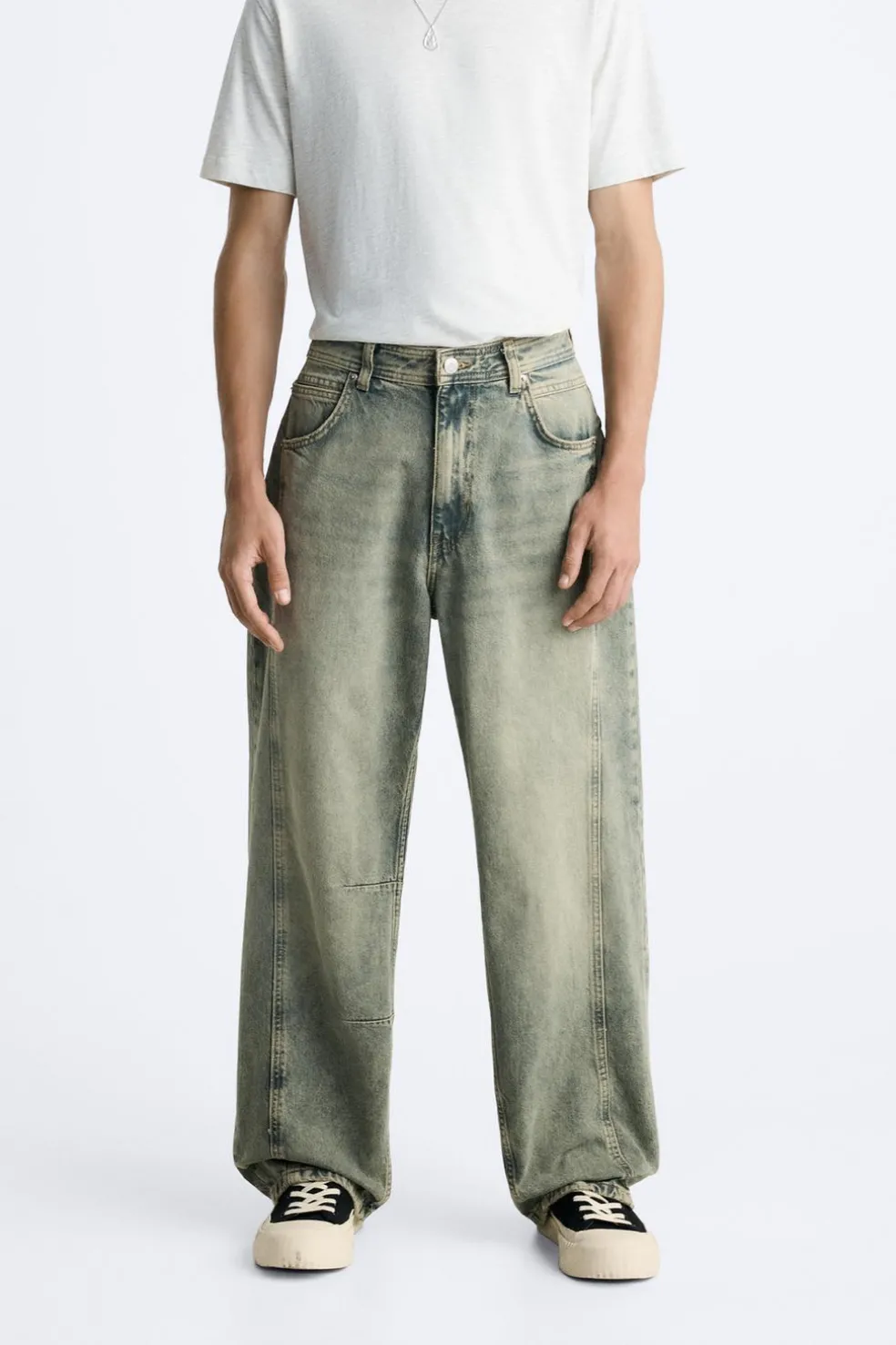 ZARA Calças De Ganga^JEANS RELAX FIT COSTURAS Azul