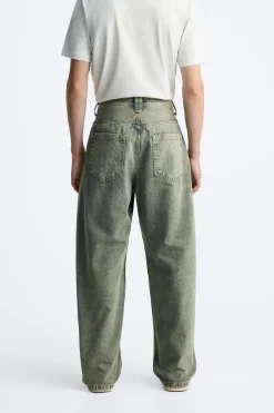 ZARA Calças De Ganga^JEANS RELAX FIT COSTURAS Azul