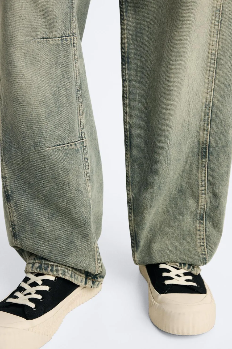 ZARA Calças De Ganga^JEANS RELAX FIT COSTURAS Azul