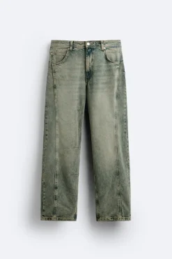 ZARA Calças De Ganga^JEANS RELAX FIT COSTURAS Azul