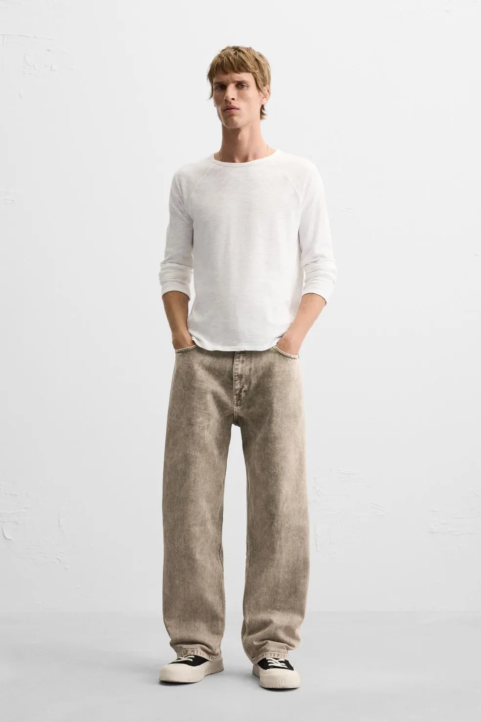 ZARA Calças De Ganga^JEANS RELAXED STRAIGHT FIT Bege
