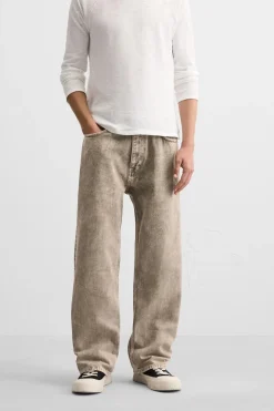 ZARA Calças De Ganga^JEANS RELAXED STRAIGHT FIT Bege