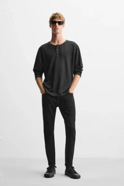 ZARA Calças De Ganga^JEANS SKINNY CROPPED FIT Preto
