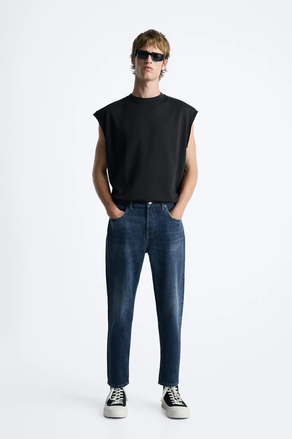 ZARA Calças De Ganga^JEANS SLIM CROPPED FIT Azul