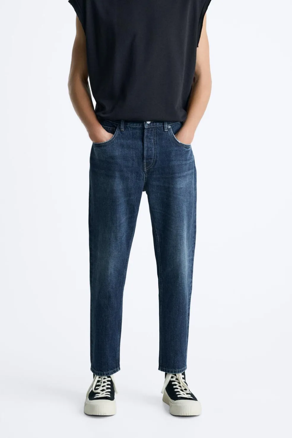 ZARA Calças De Ganga^JEANS SLIM CROPPED FIT Azul