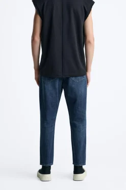 ZARA Calças De Ganga^JEANS SLIM CROPPED FIT Azul
