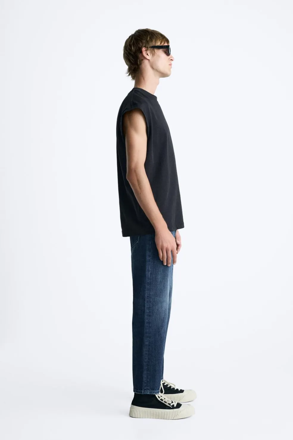 ZARA Calças De Ganga^JEANS SLIM CROPPED FIT Azul