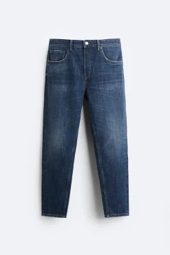 ZARA Calças De Ganga^JEANS SLIM CROPPED FIT Azul
